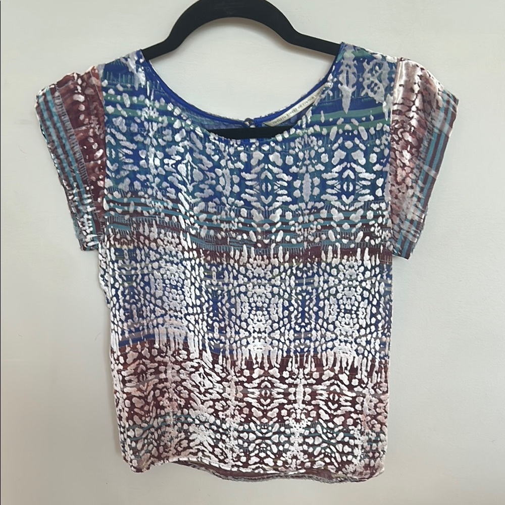 Twelfth Street by Cynthia Vincent Graphic Cap Sleeve Blouse